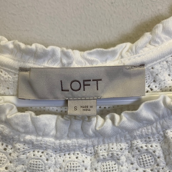 LOFT Ivory Lace Accent Blouse - Picture 2 of 4